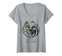 Mujer House of The Dragon Black Versus Green Sigil Camiseta Cuello V