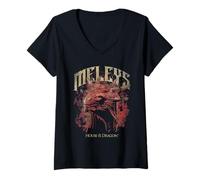 Mujer House of The Dragon Targaryen Meleys In Flames Camiseta Cuello V