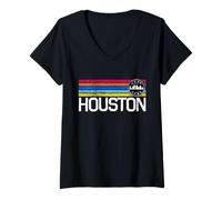 Mujer Houston Texas Ciudad Natal Houston City Skyline Travel Camiseta Cuello V