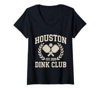 Mujer Houston Texas Dink Pickleball Club Pickleball Athletic Camiseta Cuello V