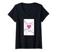Mujer How Did I Get So Lucky Ace Card Hearts Couple Anniversary Camiseta Cuello V