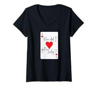 Mujer How Did I Get So Lucky Ace Card Hearts Valentine Anniversary Camiseta Cuello V