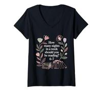 Mujer How Many Nights In A Week Should You Be Reading |- Camiseta Cuello V