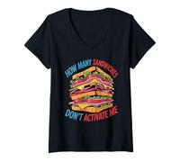 Mujer How Many Sandwiches Don't Activate Me Merienda aleatoria - Camiseta Cuello V
