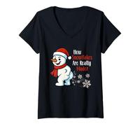 Mujer How Snowflakes Are Really Made Funny Christmas Snowman Camiseta Cuello V