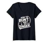 Mujer How To Bunt Don't Hit A Dinger Funny Baseball Softball Camiseta Cuello V