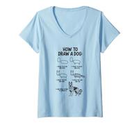 Mujer How To Draw A Dog Camiseta Cuello V