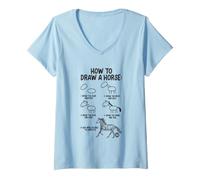 Mujer How To Draw A Horse Camiseta Cuello V