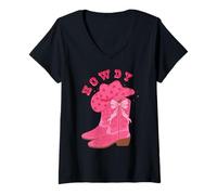 Mujer Howdy Cowboy Hat Let's Go Girls Western Rodeo Cowgirls Camiseta Cuello V
