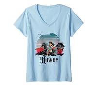 Mujer Howdy Western Cowgirl Melanin Cowgirls African American Camiseta Cuello V