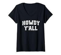 Mujer Howdy Y'all Funny Southern Daying Alabama Mississippi Camiseta Cuello V