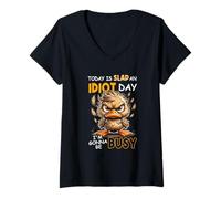 Mujer Hoy es el día de la bofetada, voy a Estar Ocupado, desordenado, Bun Duck Camiseta Cuello V