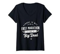 Mujer Hoy es mi Primer maratón, Corredor Corriendo Media maratón Camiseta Cuello V