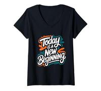 Mujer Hoy es un Nuevo Comienzo - Cita inspiradora Motivacional Camiseta Cuello V