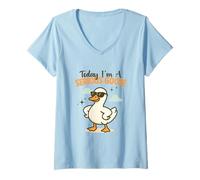 Mujer Hoy soy un ganso serio divertido pato dibujos animados ganso amantes Camiseta Cuello V
