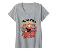 Mujer Hoy Soy un Ganso Serio - Funny Gym Goose Camiseta Cuello V