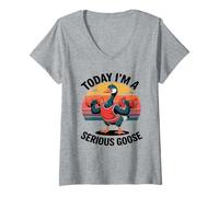 Mujer Hoy Soy un Ganso Serio - Funny Gym Goose Camiseta Cuello V