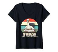 Mujer Hoy Soy un Ganso Serio, Ganso Tonto Divertido, Amante del Ganso Camiseta Cuello V