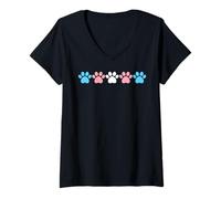 Mujer Huellas de pata en colores trans suaves y bonitos Camiseta Cuello V