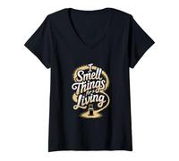 Mujer Huelo cosas para vivir aromaterapia Camiseta Cuello V