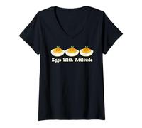 Mujer Huevos Rellenos con Actitud Humor Amante de la Comida Acción de Gracias Camiseta Cuello V