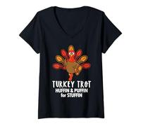 Mujer Huffin and Puffin for Stuffin Thanksgiving Turkey Trot 2025 Camiseta Cuello V