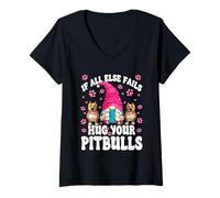 Mujer Hug Your Dog Quotes For Pittie Mom with Cute Pitbull GNOME Camiseta Cuello V