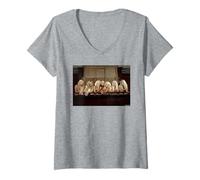 Mujer Hugh Hefner con Playboy Bunnies 2002 por Michael Grecco Camiseta Cuello V