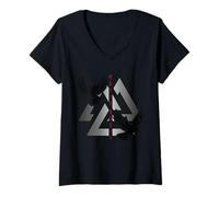 Mujer Hugin Munin Odin - Figura Decorativa, diseño de Cuervo Vikingo Camiseta Cuello V