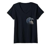 Mujer Huginn clásico & Cuervo vikingo Muninn - Mitología nórdica Camiseta Cuello V
