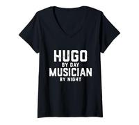 Mujer Hugo Disfraz de músico de Halloween Gen Z Millennial Men Hugo Camiseta Cuello V