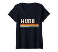 Mujer Hugo Retro Vintage Hombres Niños Niños Primer Nombre Camiseta Cuello V