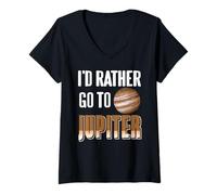 Mujer Huir a Júpiter Humor Espacial Fan del Cosmos Camiseta Cuello V