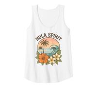 Mujer Hula Spirit Retro Surf Wave Hibisco Plumeria Flor Hawaii Camiseta sin Mangas