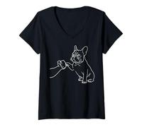Mujer Human and Dog Paw Fist Bump Dog Lover French Bulldog Camiseta Cuello V