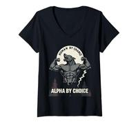 Mujer Human by Chance Alpha by Choice Funny Hombres Mujeres Wolf Gym Camiseta Cuello V