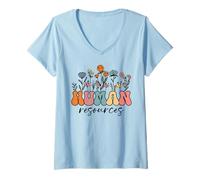 Mujer Human Resources Wildflowers, Vintage Retro Floral HR Camiseta Cuello V