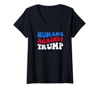 Mujer Humanos contra Trump Demócratas Elecciones 2024 Anti-Trump Camiseta Cuello V