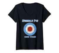 Mujer Humble Pie en el objetivo de la gira de Victoria 1980 Camiseta Cuello V