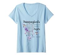 Mujer Hummingbirds Appear When Angels Are Near Hummingbird Purple Camiseta Cuello V