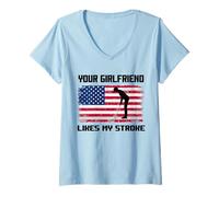 Mujer Humor Adulto Golfista A tu novia le gusta mi accidente cerebrovascular divertido Camiseta Cuello V