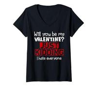 Mujer Humor Anti San Valentín Sarcástico y Divertido Camiseta Cuello V