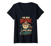 Mujer Humor Cafe Design No Maleducado Solo Necesito Camiseta Cuello V