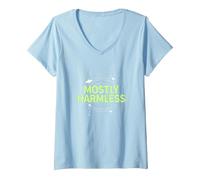 Mujer Humor cósmico Casi inofensivo Apenas tolerable Camiseta Cuello V, Azul Bebé, L