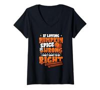Mujer Humor de Especias de Calabaza I Love Pumpking Pice Camiseta Cuello V