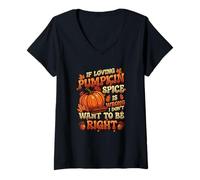 Mujer Humor de Especias de Calabaza I Love Pumpking Pice Camiseta Cuello V