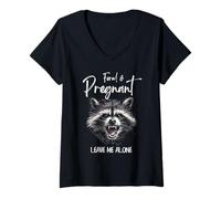 Mujer Humor de Mapache Embarazada Feral Mom To Be Cita Camiseta Cuello V