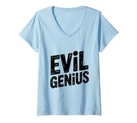 Mujer Humor de Mente Maestra del Genio Malvado para Personas Inteligentes Camiseta Cuello V