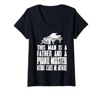 Mujer Humor de Padre Pianista Que No Teme a Nada Camiseta Cuello V