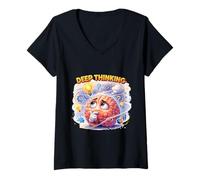 Mujer Humor de Pensamiento Profundo del Cerebro Curioso Camiseta Cuello V